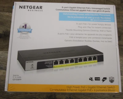 NETGEAR GS108PP Unmanaged PoE Switch 8 Port Gigabit Ethernet 123W Power Budget - Image 1 of 2