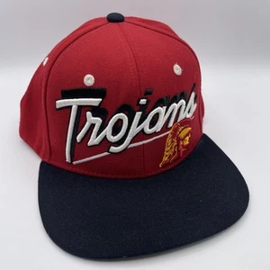 VTG USC Trojans Hat Cap Snap Back Red NCAA Football Script Mens College Zephyr - Picture 1 of 10