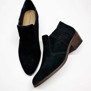 Lucky Brand Folley Suede Ankle Boots Black Size 10 - Picture 1 of 9