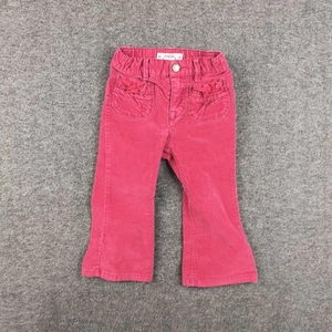 Vtg Baby Gap Stretch Girls Pants Size 18-24M Corduroy Burgundy Bows Snaps - Picture 1 of 14