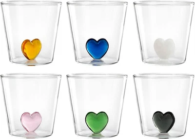 Set 6 Bicchieri in Vetro Borosilicato, Trasparente, Cuore Interno in Vetro, 300C - Immagine 1 di 4