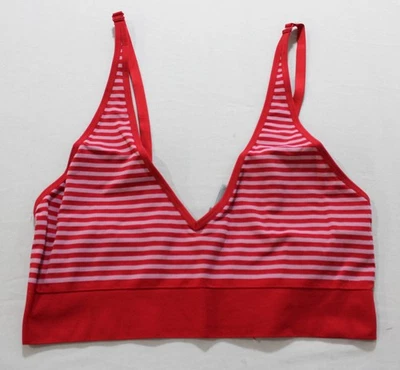 Bralette halter sin costuras Savage X Fenty para mujer CA4 púrpura/rojo a rayas talla XL Foto 1 de 4