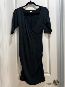 Old Navy Maternity Dress XS Deep Blue Faux Wrap Armpit To Armpit 18” Half Sleeve - Picture 1 of 8