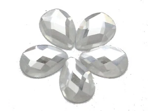 50 Clear Faceted Teardrop Flatback Glass Crystal Rhinestone Gems 13X18mm No Hole - Picture 1 of 6