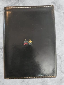 Henry Cuir Bi-fold Wallet Barney's New York NY Black Leather One Point Rare  - Picture 1 of 3