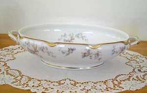 Vintage Haviland Limoges Oval Casserole Bowl Pink Blue Flowers~ 6 1/2" x 10" ~ - Picture 1 of 13