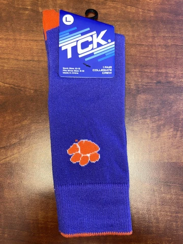 TCK Clemson Tigers Dress Socks Dean's List College Crew Length Socks Cover