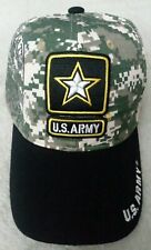 US Army Hat Black/Green Digital Camo Embroidered Military Acrylic Adjustable Cap
