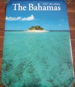 Vintage 1990's The Bahamas POSTER 33 by 24  West Indies Island Original Rare - Picture 1 of 2