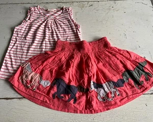 Girl's MINI BODEN Size 6-7 Striped Tank Top + Horse Skirt Outfit - Picture 1 of 2