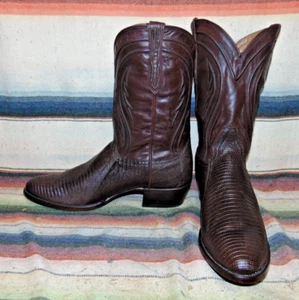 Hombres Rujo The Marcus Marrón Teju Lagarto/Botas de Vaquero de Cuero 14 D Nuevas en Caja - Imagen 1 de 6