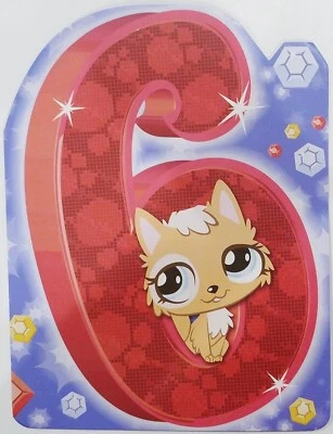 The Littlest Pet Shop - Happy 6th Birthday Greeting Card - Six Years Old Sixth