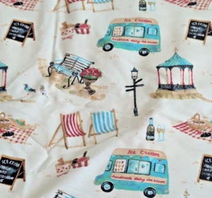 JoAnn Super Accogliente Tessuto Flanella Picnic Park Camion Gelato 43" L x 3 Yds - Foto 1 di 8