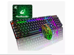 T3 Wireless Keyboard Mouse Combo, Rainbow Backlit 2.4G Rechargeable Mechanical - Picture 1 of 9