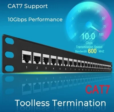 Rapink Patch Panel 24 Port Cat 9 w Inline Keystone 10G Support. Panel Only.  - Image 1 of 4