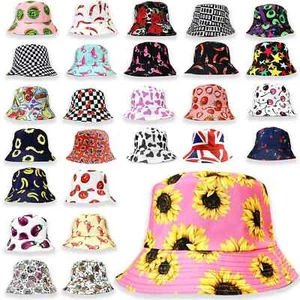 Unisex Bucket Hat 3D Fancy Dress Beach Sun Festival Chic Rave Hats Foldable - Picture 1 of 11