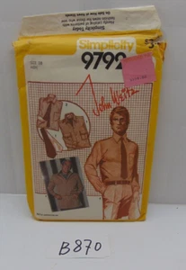 UNCUT Simplicity Men's Sewing Pattern 9792 Size 38 Shirt Jacket/Belt Tie Ascot - Picture 1 of 6