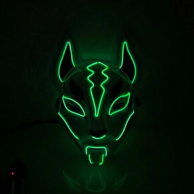 Halloween Clubbing Light Up Kitsune Fox LED Mask Costume Rave Cosplay EDC Party - Image 1 of 2