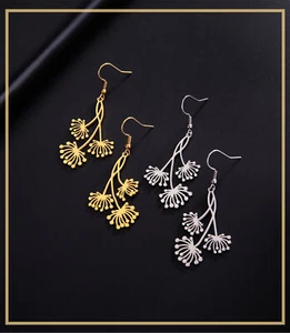 Ohrringe Edelstahl Blumen Pusteblume Filigran Schick Damen Schmuck Ohrstecker - Bild 1 von 3