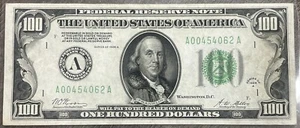 1928 A $100 Federal Reserve Note FRN, About Uncirculated AU, Minor Pinholes - Picture 1 of 4