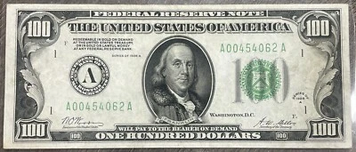 1928 A $100 Federal Reserve Note FRN, About Uncirculated AU, Minor Pinholes - Image 1 of 4