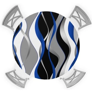New Fitted Table Cover Royal Blue Gradient Curve Abstract  Waterproof Tablecloth - Picture 1 of 4