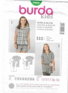 A17 BURDA 9488: GIRL'S TOP SIZE 7-14 SEWING PATTERN - Picture 1 of 2