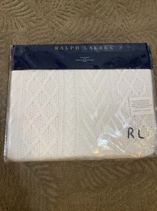New Ralph Lauren Highland Knit Throw Blanket Jete 54 X 72 White 100% Cotton $355 - Picture 1 of 3