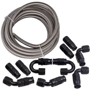 8-AN 20FT Fuel Line Kit Fittings E85 PTFE Hose Transmission Oil Cooler Line Kits - Picture 1 of 11
