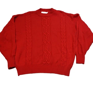 Vintage American Weekend Pullover Damen 40/20 W rot Zopfmuster Retro Klassiker - Bild 1 von 8