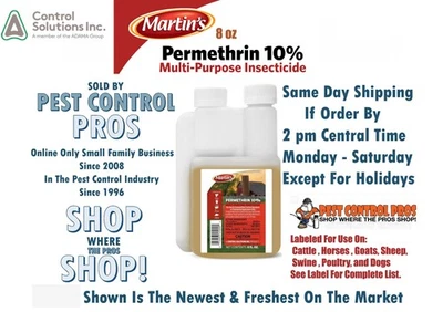 Martins 10 % permetrina mata pulgas moscas piojos ácaros garrapatas ganado perrera 8 oz Foto 1 de 4