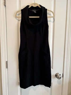 Vestido midi Etcetera negro sin mangas elástico cuello capucha bolsillos para mujer talla 4” Foto 1 de 4