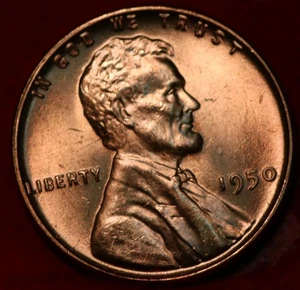 Uncirculated Red 1950 Philadelphia Mint Copper Lincoln Wheat Cent - Picture 1 of 2