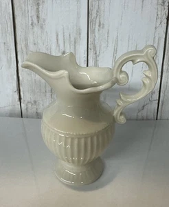 Vintage L. Godinger Porcelain Small Ribbed Pitcher Ewer Creamer 4.75" - Picture 1 of 7