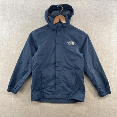 North Face Dryvent Jacket Kids Small 7-8 Blue Hooded Lined Full Zip Outdoor Boy* - Image 1 of 4
