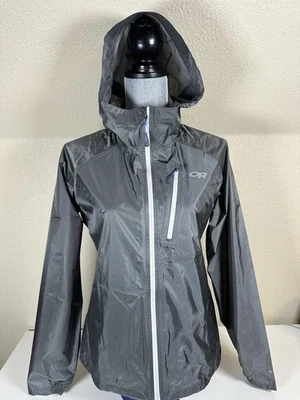 Outdoor Research Helium II Rain Jacket Womens Small Gray Full Zip Pertex Shield - Image 1 of 4