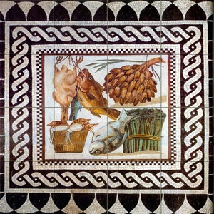 16 x 16 Arte Antigua Roma Pompeya Peces Mural Mármol Caído Decoración Azulejo #234 - Imagen 1 de 1
