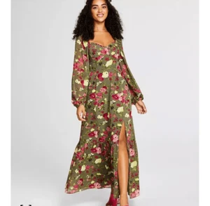 Neu mit Etikett Bar III Maxikleid grün Blumen 2X Harvest Bustier Seitenschlitz Langarm - Bild 1 von 17