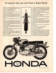MOTO HONDA SUPER HAWK 305cc 1963 ~ annuncio stampa originale - Foto 1 di 2