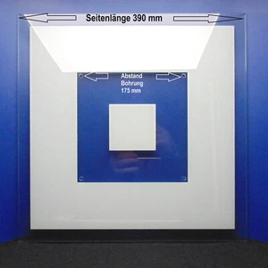 Ersatzglas Abdeckscheibe Glas 390 x 390 mm - mattiert-Rand klar - 4 x Bohr. 6mm - Bild 1 von 4