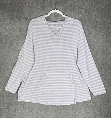 Sudadera con capucha Croft & Barrow púrpura a rayas manga larga para mujer talla grande 3X bolsillo Foto 1 de 4