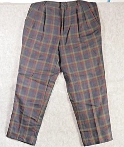 Vintage BANANA REPUBLIC Pants Men 34L Front Pleat Wool Cuffed Plaid Golf - Picture 1 of 15