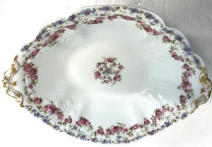 Antique Limoges Haviland CH Field GDA France Serving Bowl 10” Oval Pink Floral - Picture 1 of 5