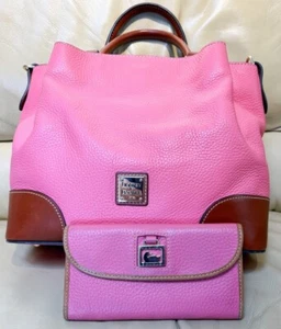 Dooney Bourke Bundle Set Bubblegum Pink Brenna Satchel Bag & Continental Wallet - Picture 1 of 21