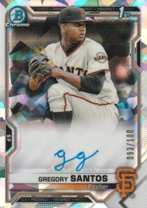 2021 Gregory Santos Bowman Chrome #CPA-GS Atomic Refractor Auto /100 Mariners - Picture 1 of 2