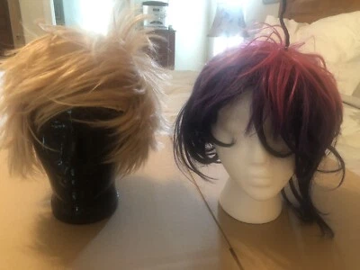 2 PELUCAS CORTAS COSPLAY - Anime rubio?? Negro Rosa Morado con Vástago en la parte superior-despliegue Foto 1 de 4