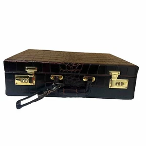 Genuine Top Grain Leather Brief Case 13" x 18" Top Change Prestolock Locks - Picture 1 of 10