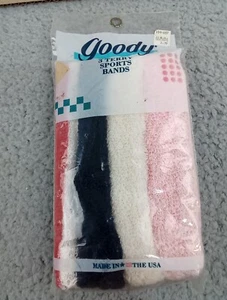 NEW 1989 VINTAGE GOODY Terry Cloth Sports Bands Head Bands 3pk USA Pink READ - Picture 1 of 7