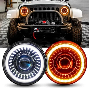 Pair 7'' Round LED Headlights Starry Dragon Eyes DRL For Jeep Wrangler JK TJ CJ - Picture 1 of 18