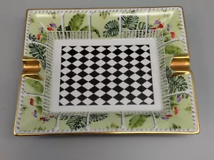 Ashtray Hermés Paris Motif Diamonds Pattern Garden Porcelain K39 - Foto 1 di 6